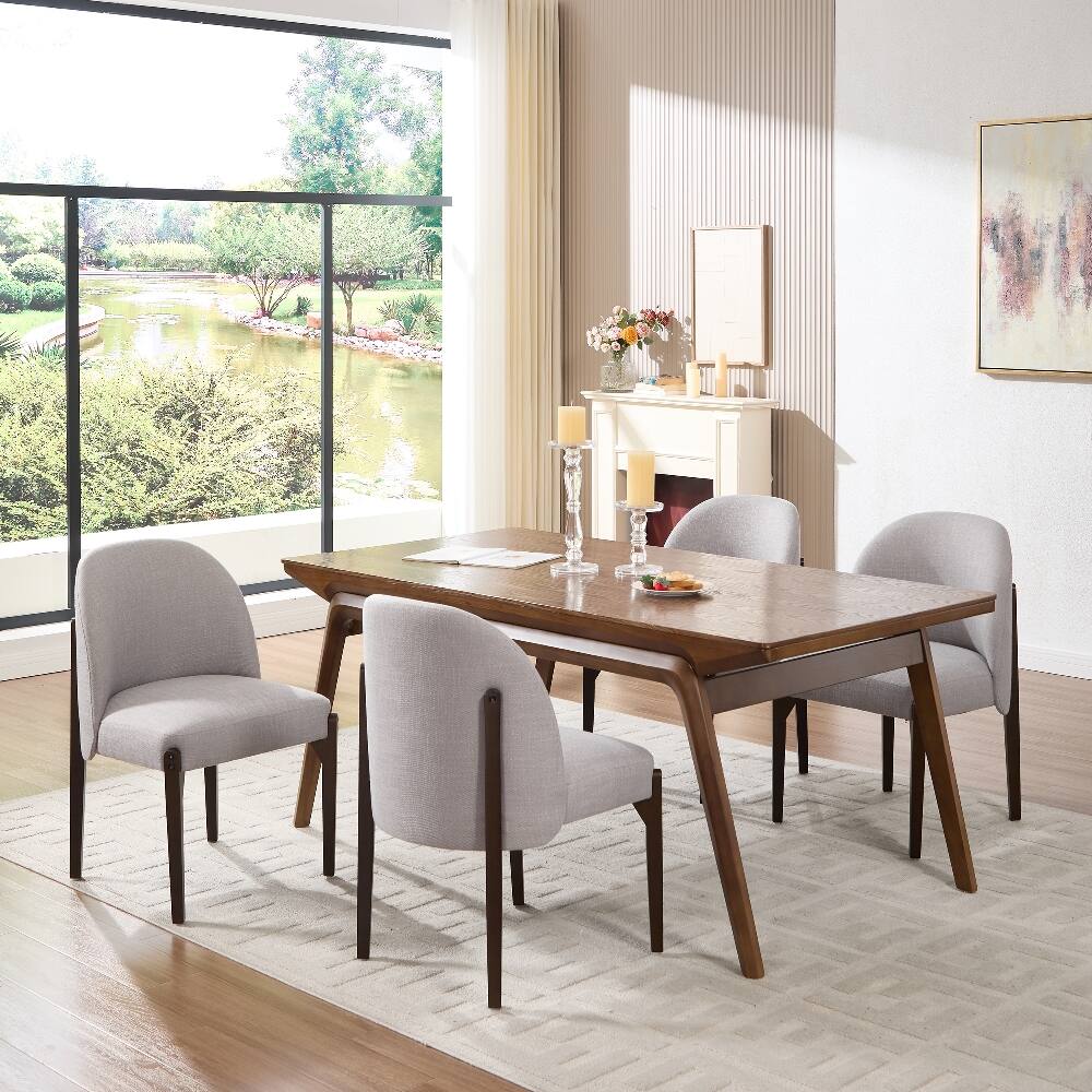 Alt View 7. Loheer - Loheer Wooden Dining Chairs Set of 2 Modern Fabric Upholstered Kitchen Farmhouse Dinner Chair - Grey.