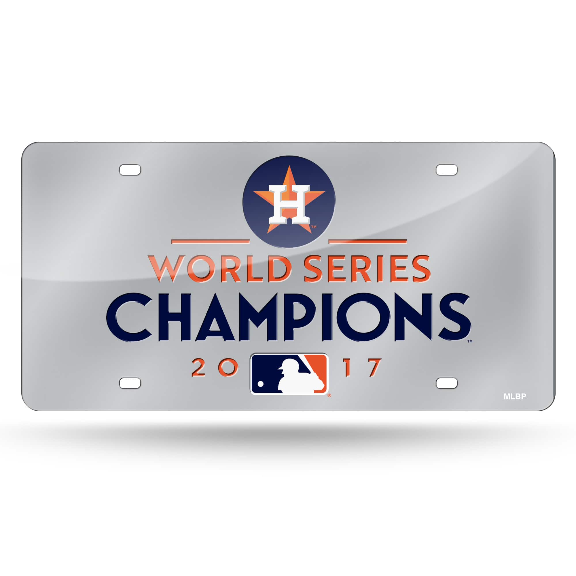 Rico Industries - Houston Astros 2017 World Series Champions Silver Laser Cut Acrylic Inlaid License Plate - Multi