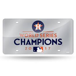 Rico Industries - Houston Astros 2017 World Series Champions Silver Laser Cut Acrylic Inlaid License Plate - Multi