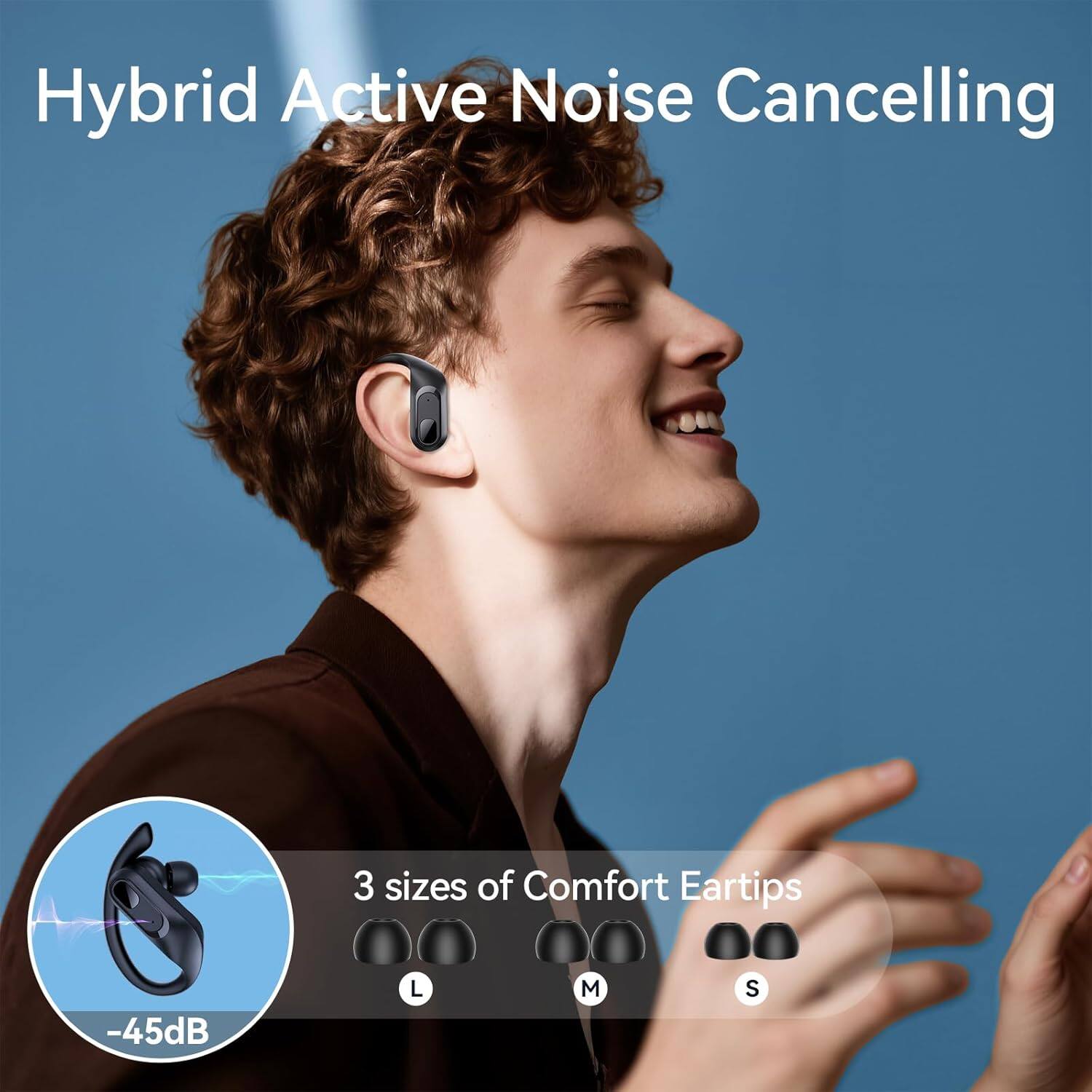 Hybrid Active Noise Cancelling

3 sizes of Comfort Eartips

-45dB
