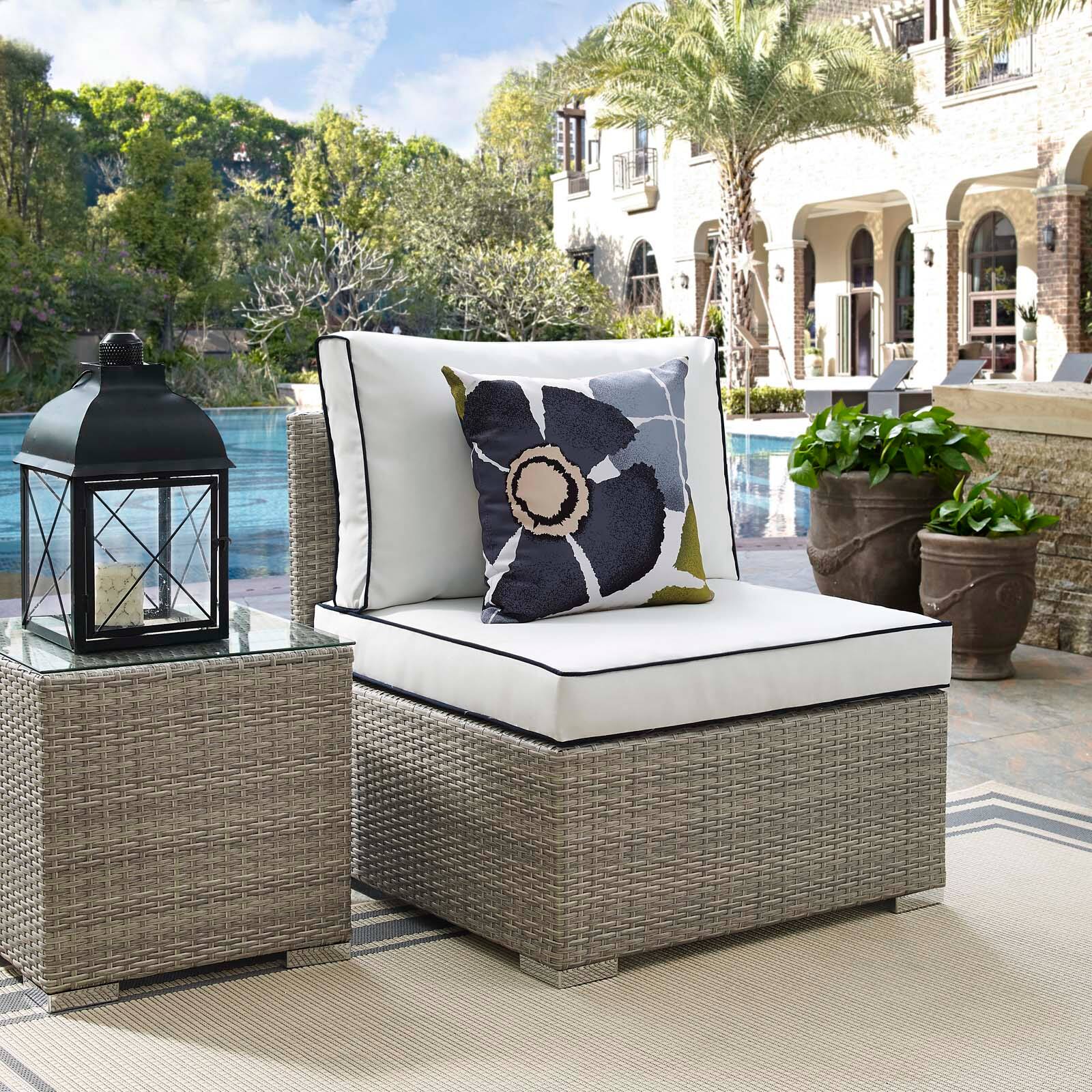Front. Modway - Repose Outdoor Patio Armless Chair by Modway - Light Gray White.