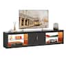 Bestier - 80-inch TV Stand for 75-85 Inch TVs, LED Lights, Fluted Cabinet & Adjustable Shelves - Glossy Black