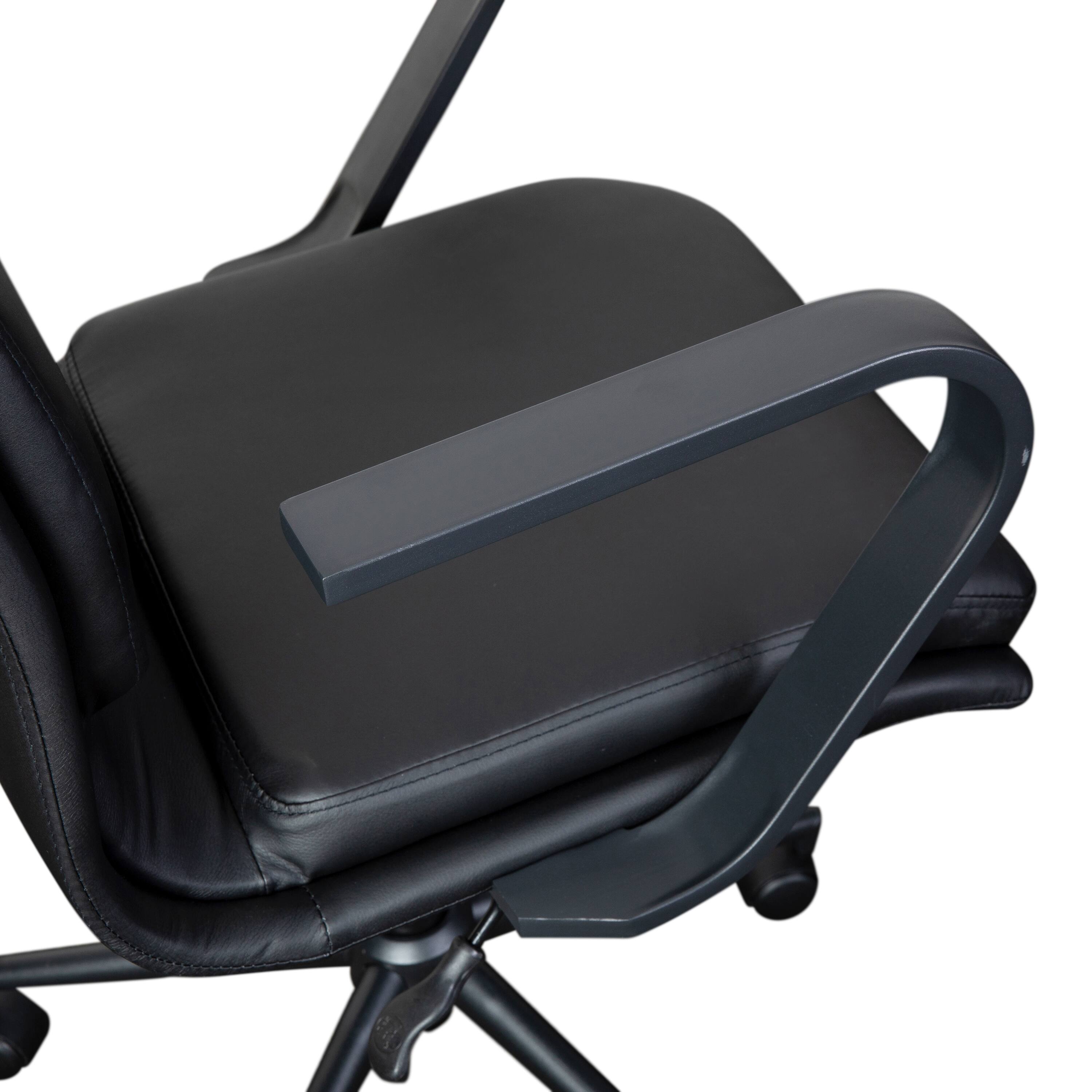 Alt View 10. Emma + Oliver - Ziva Modern Upholstered Mid-Back Home Office Chair with Arms and 5 Star Base - Black LeatherSoft/Black Frame.