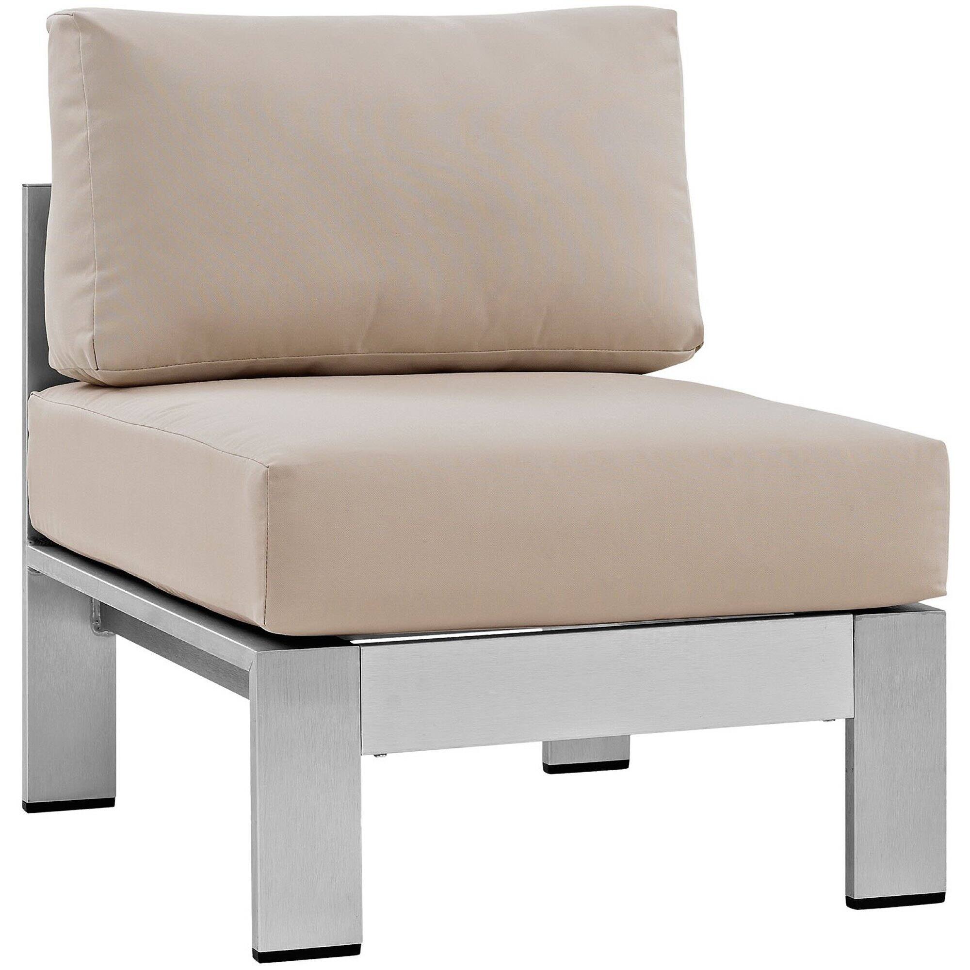 Angle. Modway - Shore Armless Outdoor Patio Aluminum Chair by Modway - Silver Beige.