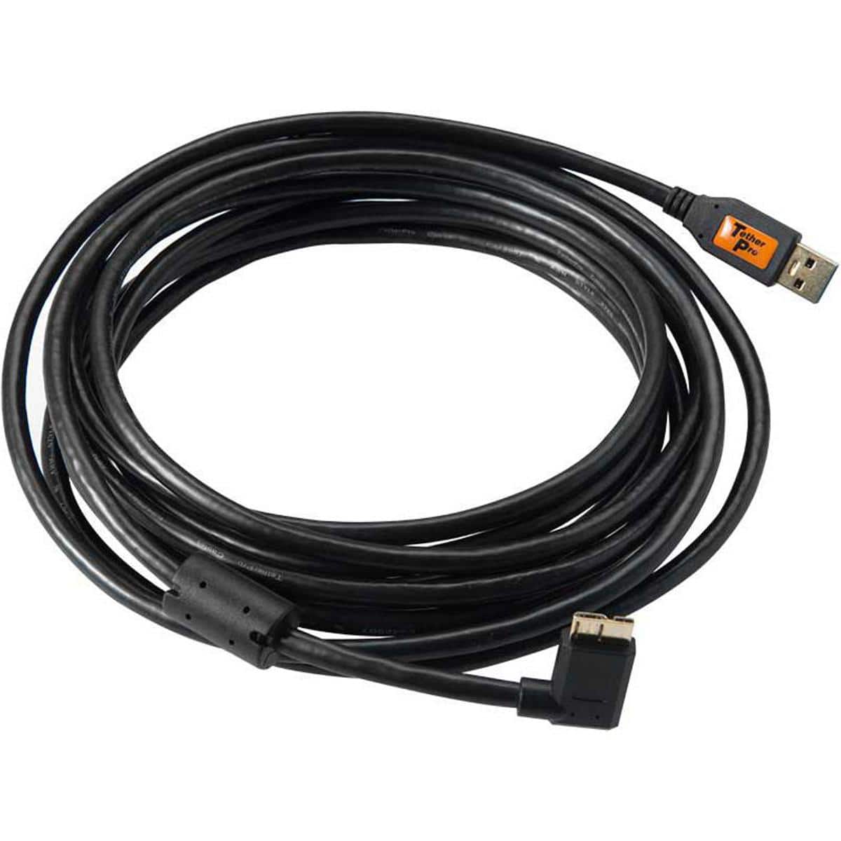 Tether Tools - TetherPro 15' USB 3.0 A to Micro-USB Right-Angle Cable, Black