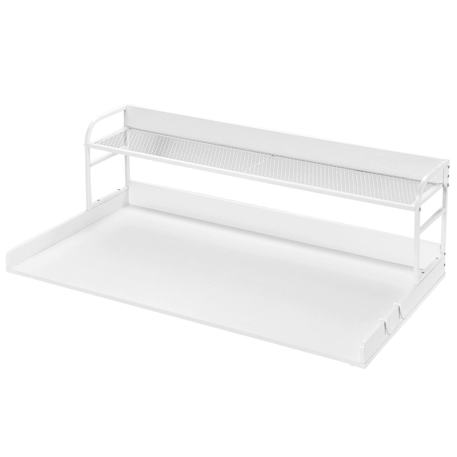 Alt View 5. VEVOR - Washer Dryer Countertop with 2-Tier Shelf, 54" x 27" Wooden Washer and Dryer Countertop with Anti-Slip Pads - White.