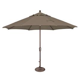 Mondawe - 11' Octagon Patio Umbrella Push Button Tilt Bronze Frame - Taupe