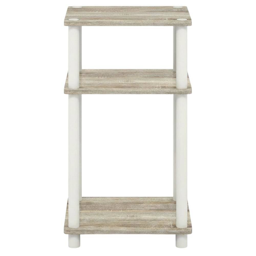 Back. FurniFact - Light Oak 3-Tier End Table with Multi-Level Storage for Bedroom and Living Room - Light Oak/White.