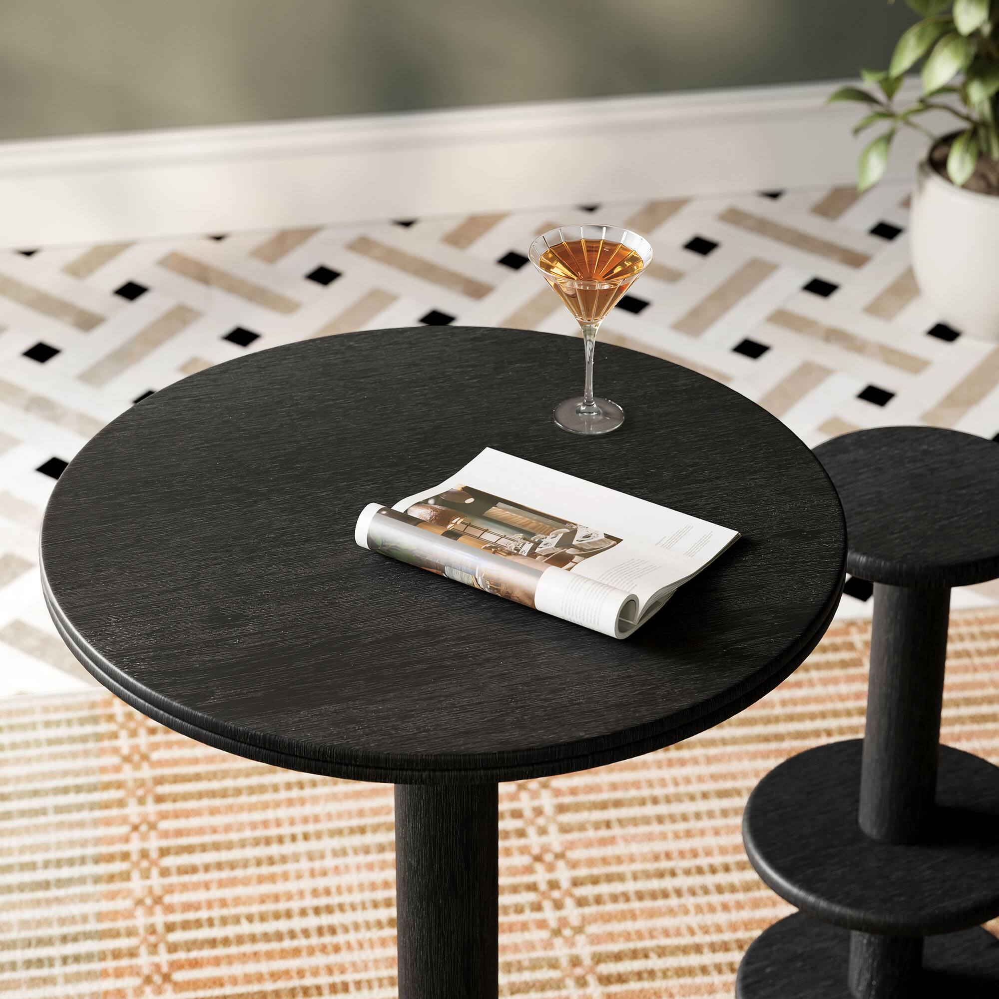 Alt View 2. Modway - Neo 31 Inch Round Indoor - Outdoor Patio Wood Bar Table by Modway - Black.