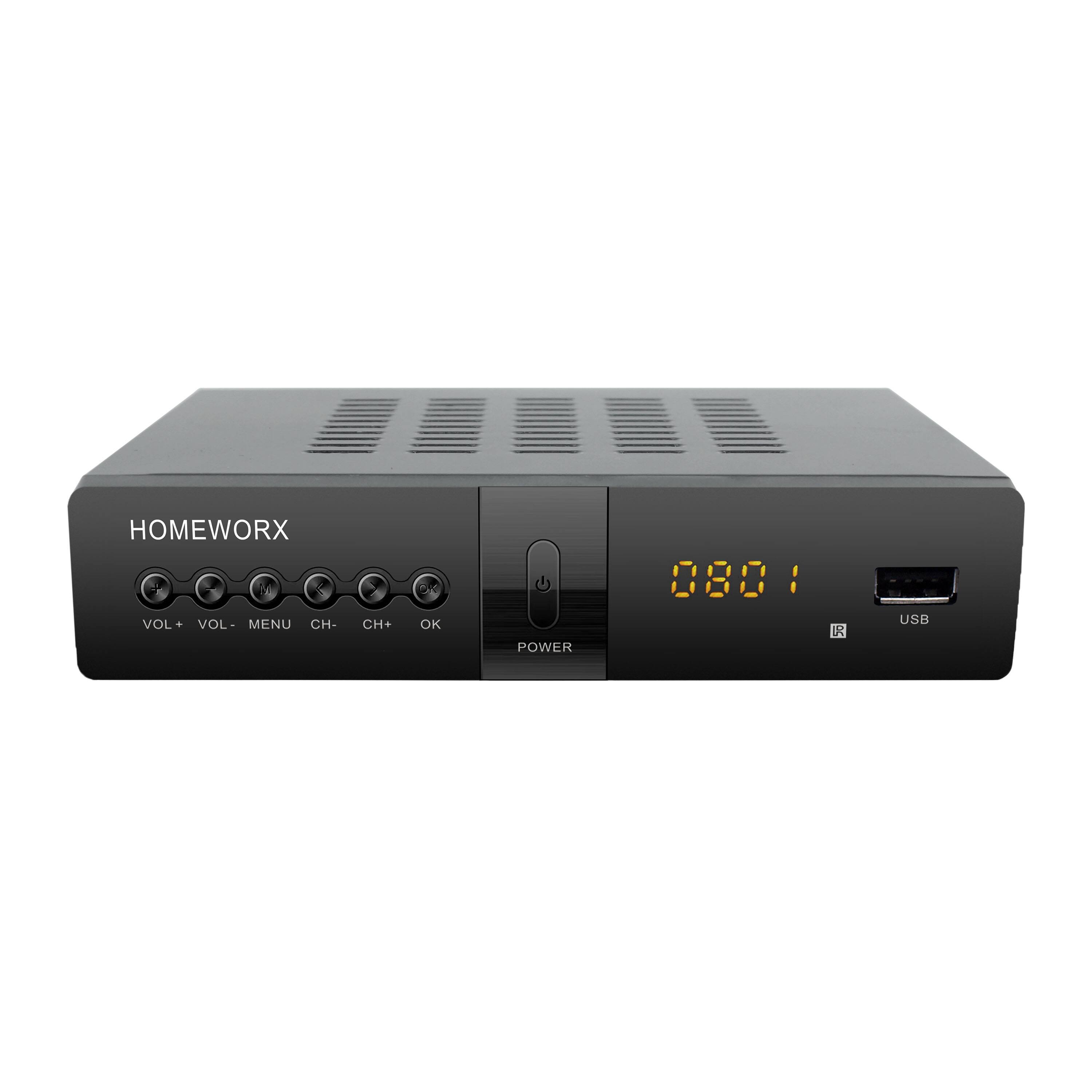 HOMEWORX VOL+ VOL- MENU CH- CH+ OK POWER USB