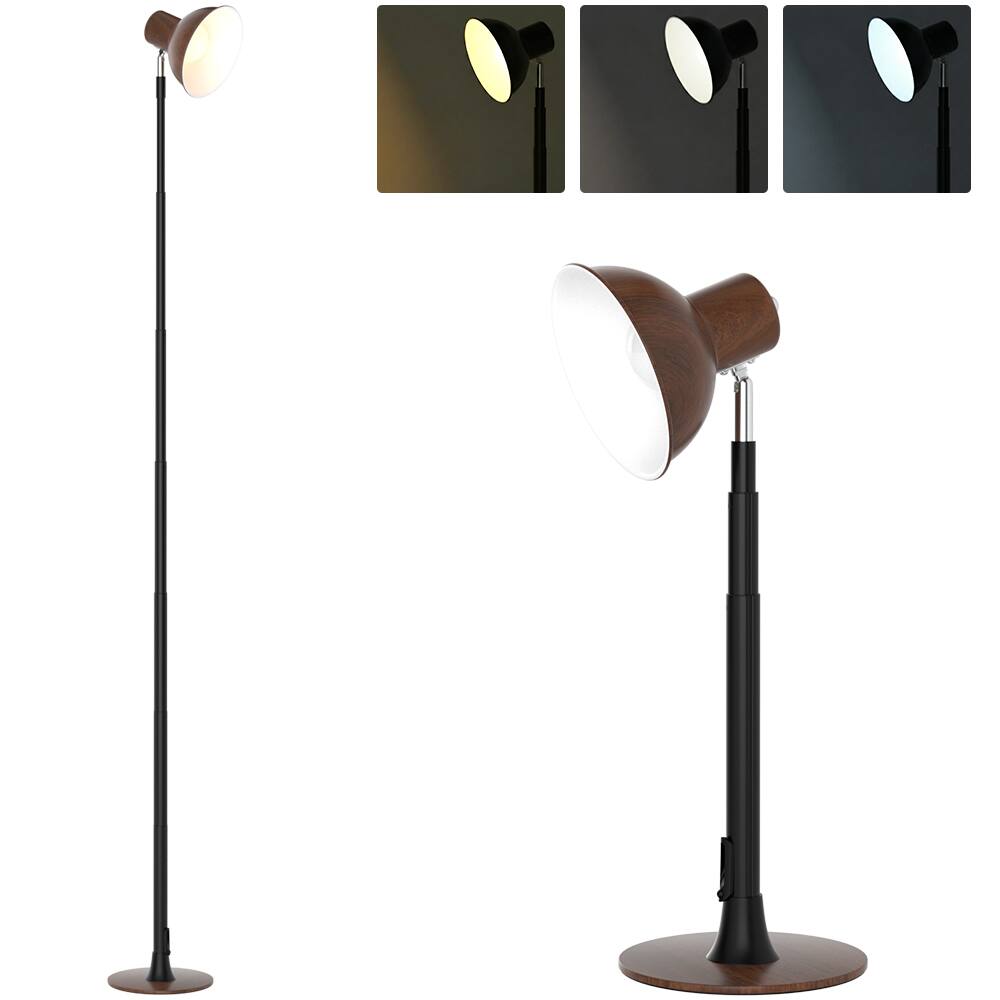 Left. Topteng - Height Adjustable LED Floor Lamp,3 Color Temperatures,10%-100% Dimmable,150° Rotating Shade for Bedroom/Office Lighting - Walnut.