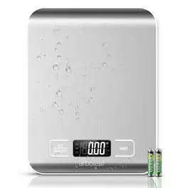 Arboleaf - Food Kitchen Scale, 1g/0.01oz Precise Food Scales for Kitchen, Tare Function, Stainless Steel - Silver with White