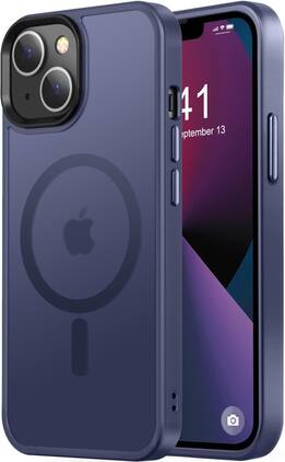 Entronix - Magnetic Case for iPhone 15 - Translucent Frosted Matte Finish - Navy Blue