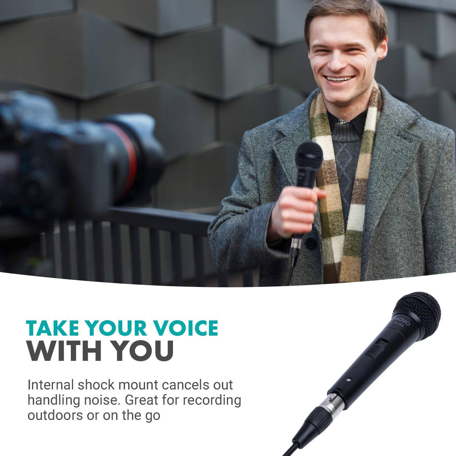 TAKE YOUR VOICE WITH YOU

Internal shock mount cancels out handling noise. Great for recording outdoors or on the go