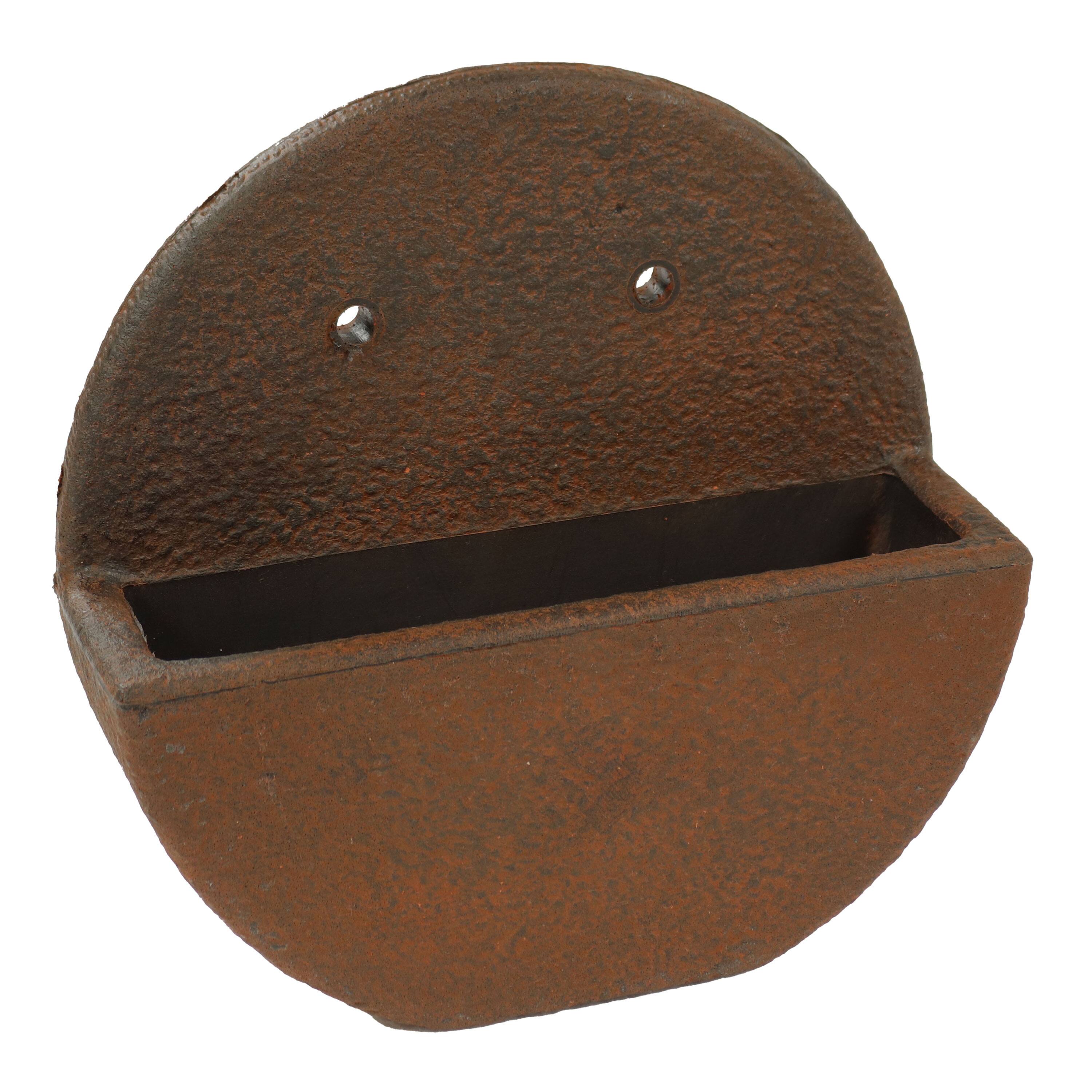 Front. Sunnydaze - 12 in Round Wall-Mounted Outdoor Planter - Dark Brown.