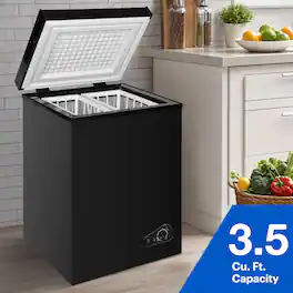 Loheer - 3.5 Cu. Ft. Compact Chest Freezer with Adjustable Temperature and 2 Removable Baskets - Black