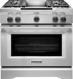 KitchenAid - 5.1 Cu. Ft. Self-Cleaning Freestanding Dual Fuel Convection Range - Stainless steel - Front_Standard