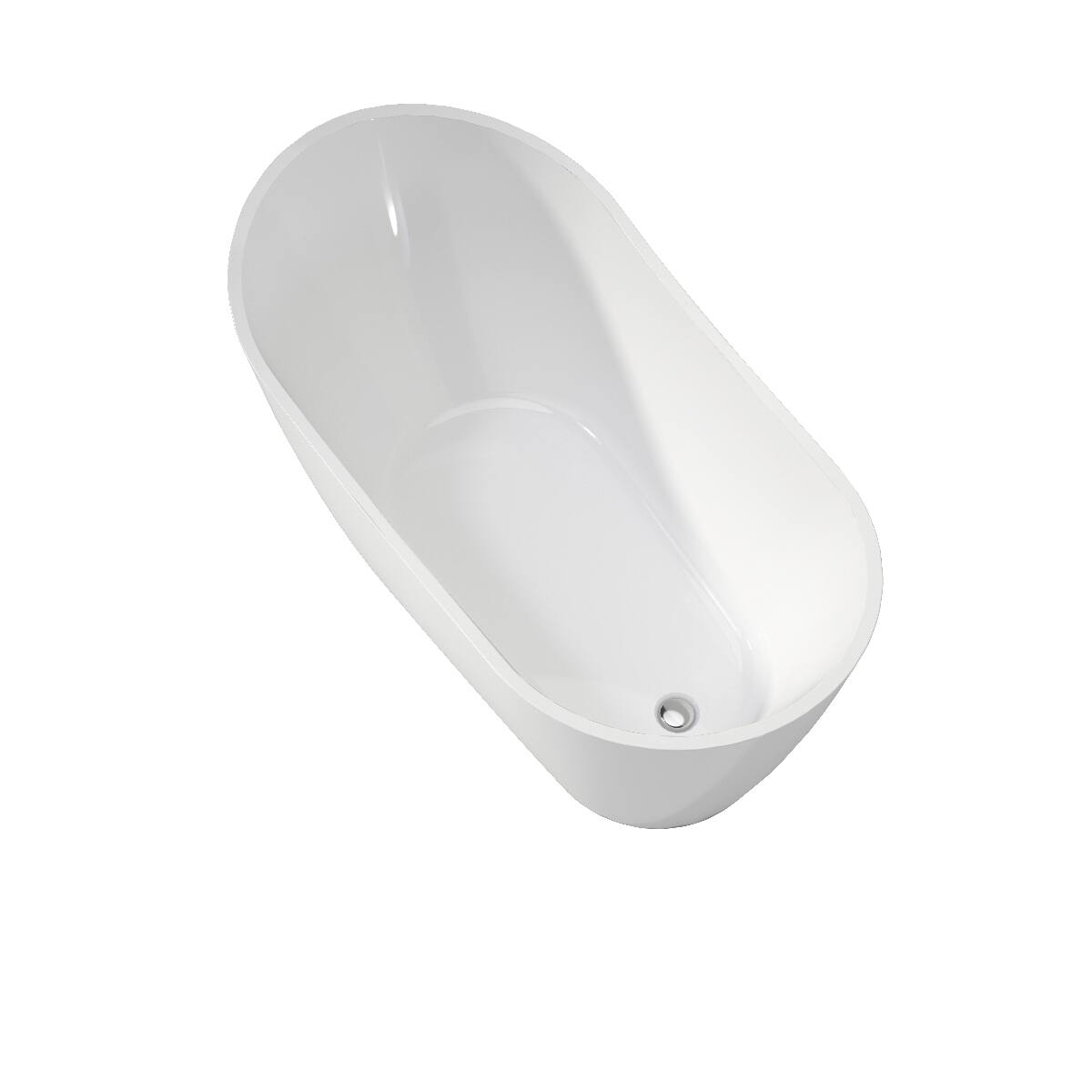 Alt View 1. Loheer - Loheer Acrylic Freestanding Soaking Bathtub, High Back Oval Gloss White Tub, 59 x 32 in - Gloss White.