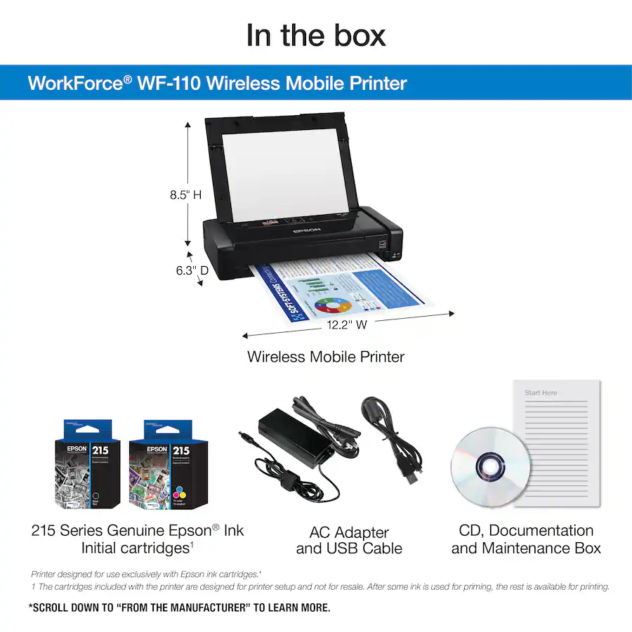 Epson WorkForce WF 110 Wireless Inkjet Printer Black C11CH25201 - Best Buy