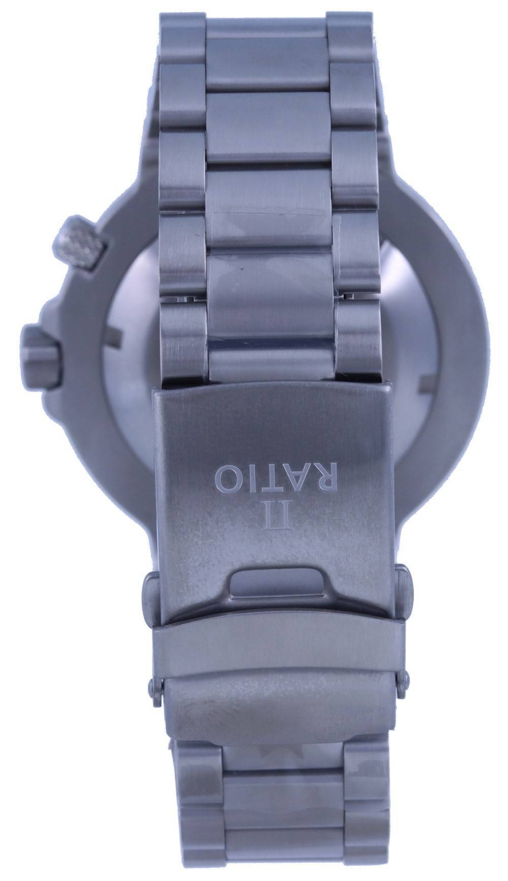 Back. RATIO - FreeDiver Black Dial Stainless Steel Quartz 1050MD93-02V-BLK 1000M Men's Watch - Black.