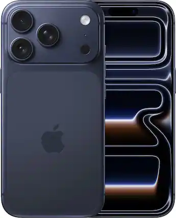 Front. Apple - Pre-Owned Excellent iPhone 17 Pro 5G 256GB - Apple Intelligence - (Unlocked) - Deep Blue.