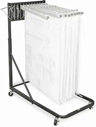 Front. AdirOffice - Steel Portable Hanging File Cart Mobile Blueprint Storage Rack - Black.