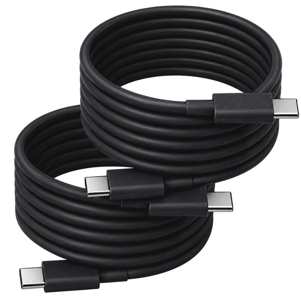 Front. Qixxronics - 2PCS USB-C to USB-C Cable 6FT for iPhone 17 16 15 Pro Max Plus Air, Samsung Galaxy S25 S24 S23, for MacBook/iPad, Pixel - Black.