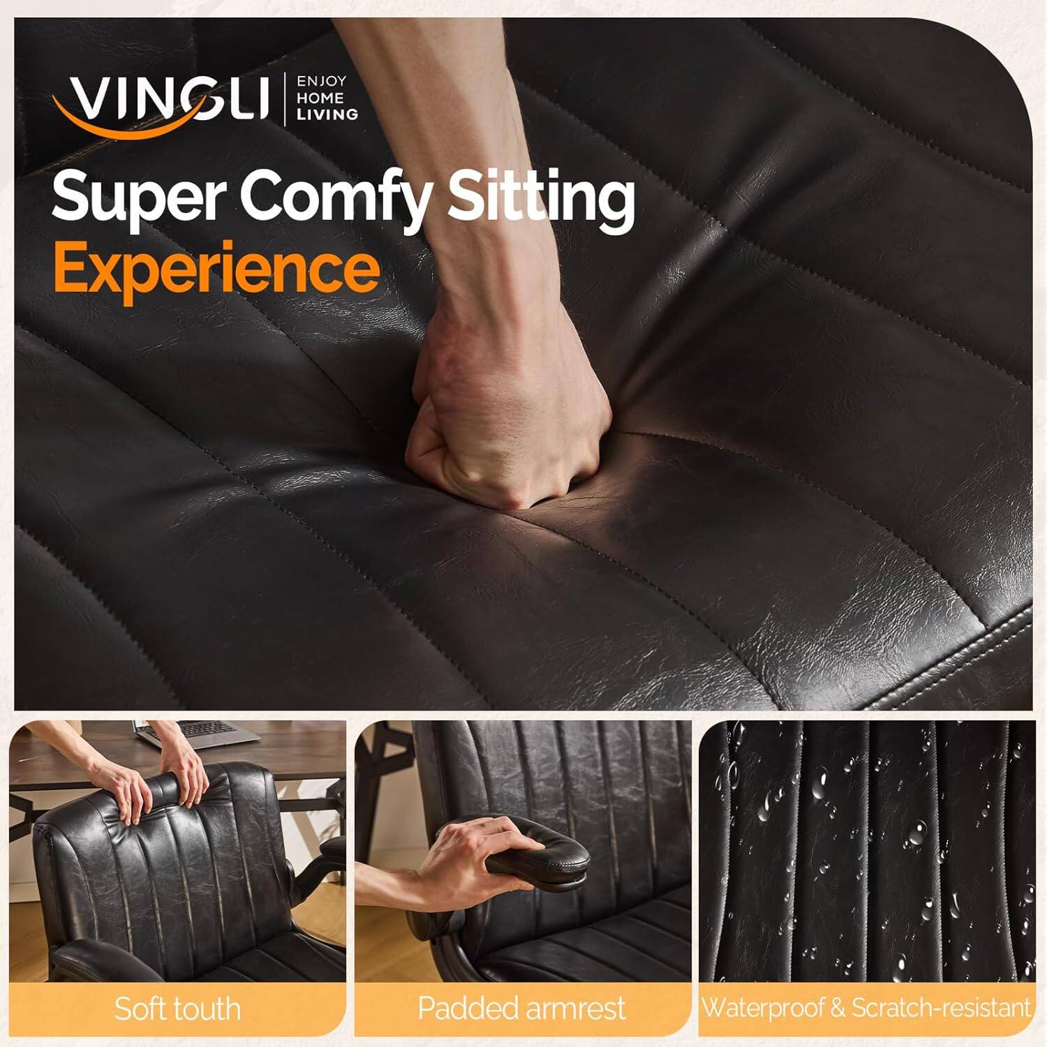 ENJOY VINGLI HOME LIVING Super Comfy Sitting Experience Soft touch Padded armrest Waterproof & Scratch-resistant
