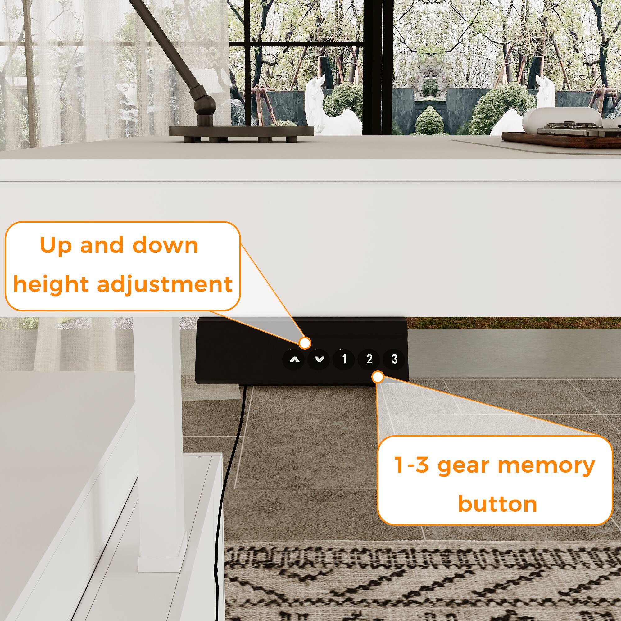 Up and down height adjustment  
1-3 gear memory button