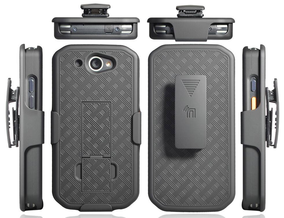 Alt View 8. Nakedcellphone - Case with Stand and Belt Clip Holster for CAT S48c - Black.