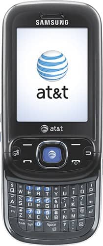 Front Standard. Samsung - Strive Mobile Phone - Black/Blue (AT&T).