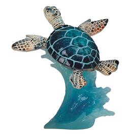 FC Design - 5"H Sea Turtle Swimming on Waves Figurine Statue Desk Tabletop Home Decor Gift - Multi-Color