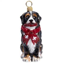 Joy to the World Collectibles - Joy to the World Bernese Mountain Dog with Crystal Flying Disc And Scarf Polish Dog Ornament - Multicolor