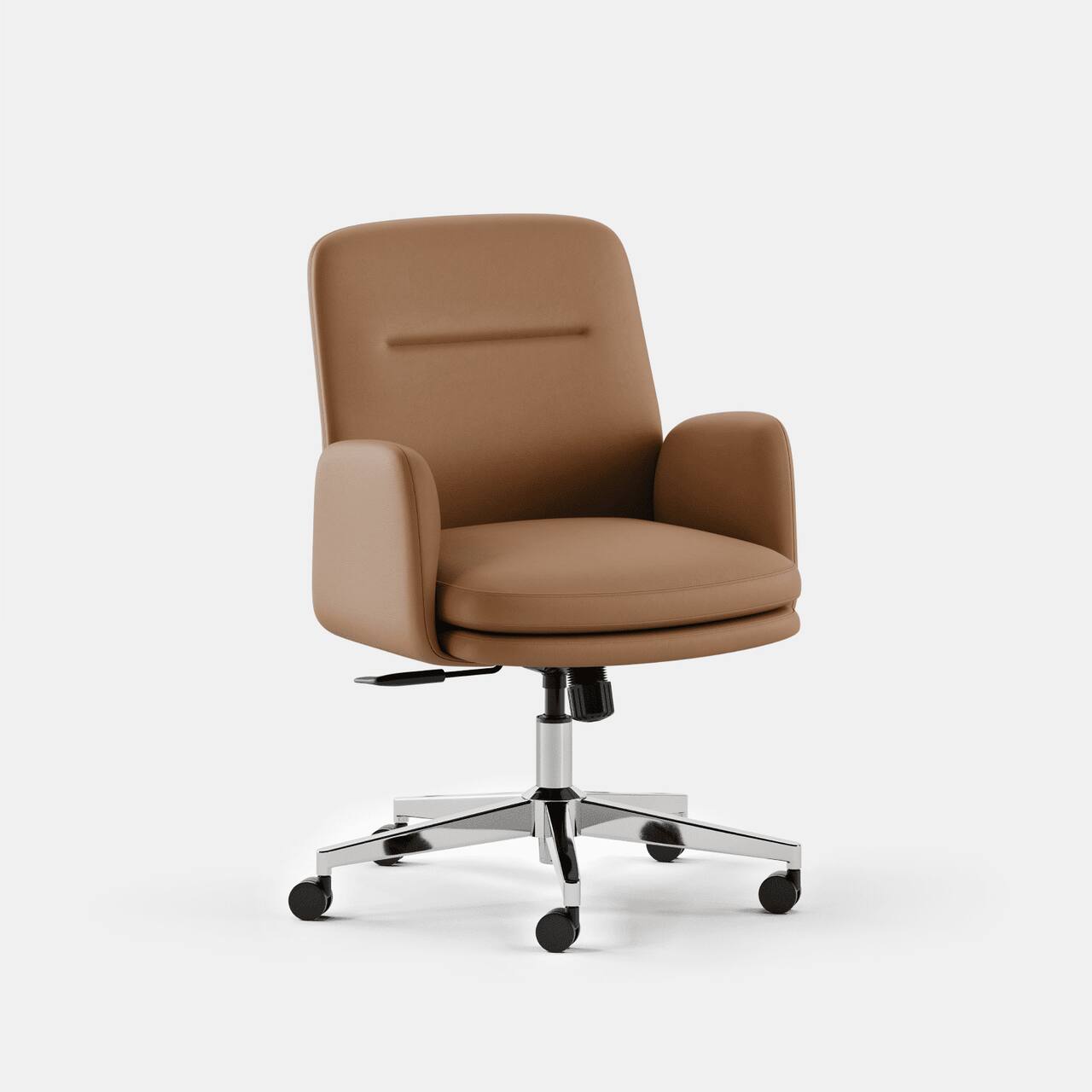 Angle. Branch Furniture - Branch Vegan Leather Softside Mid-Century Modern Mid Back Office Chair – Adjustable Height, Cloud-Like Comfort - Canyon.