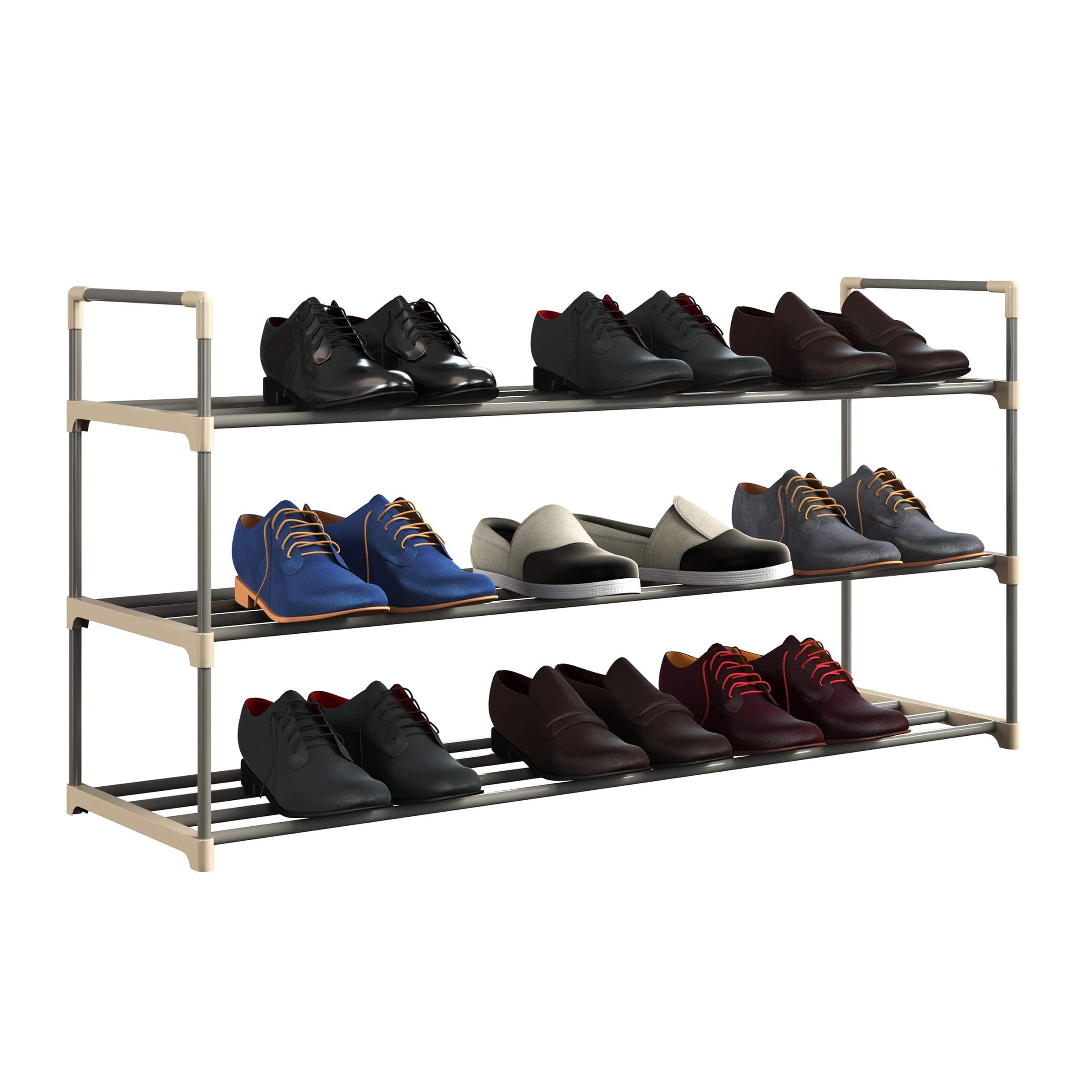 Alt View 11. Hastings Home - 3-Tier Shoe Storage Rack – Shoe Organizer for Closet, Bathroom, Entryway – Holds 18 Pair Sneakers, Heels, Boots - Gray.