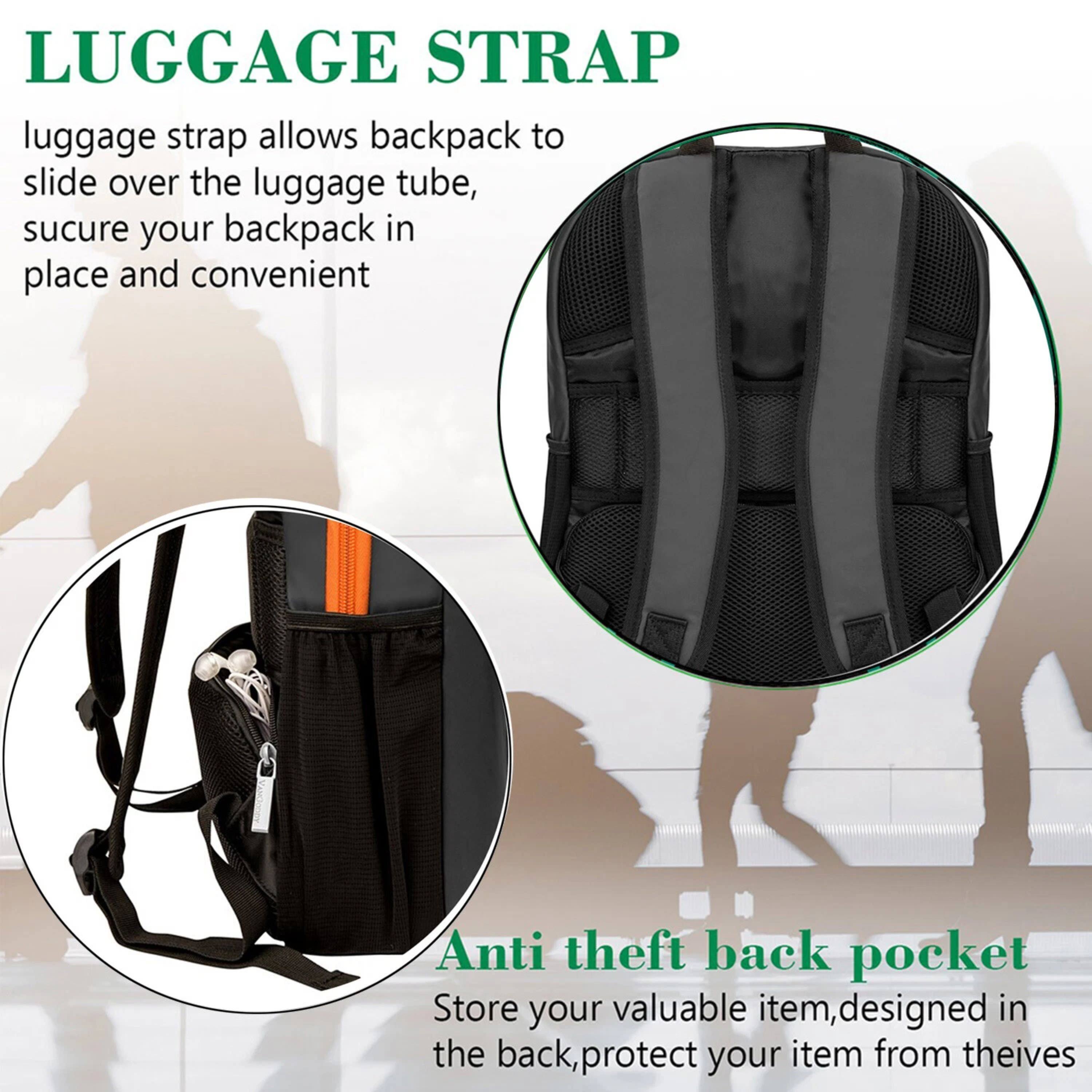 LUGGAGE STRAP

luggage strap allows backpack to slide over the luggage tube, secure your backpack in place and convenient

Anti theft back pocket

Store your valuable item, designed in the back, protect your item from thieves