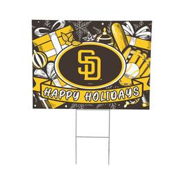 Evergreen Enterprises - San Diego Padres 24" x 18" Happy Holidays Christmas Outdoor Staked Yard Sign - Multicolor