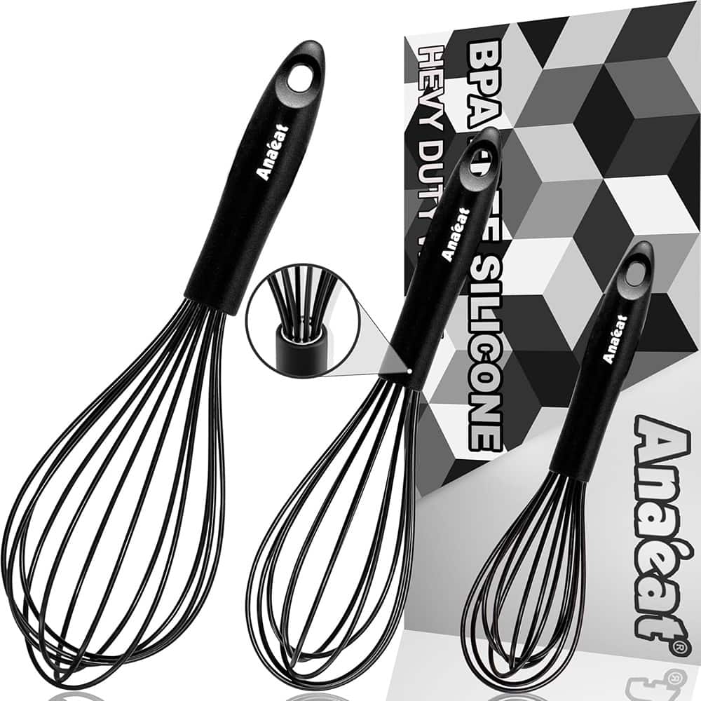 RTMB - Silicone Balloon Whisk, Heat-Resistant Non-Stick Cooking & Baking - Black