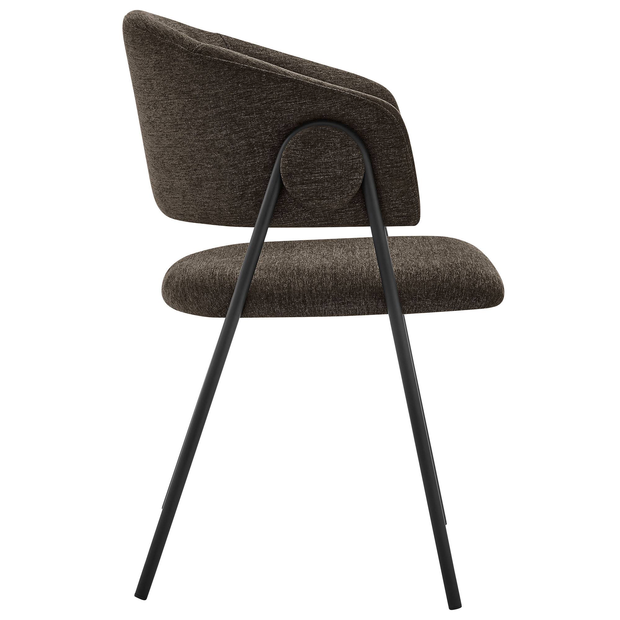 Alt View 1. Modway - Nella Upholstered Heathered Chenille Dining Chairs Set of 2 by Modway - Black.