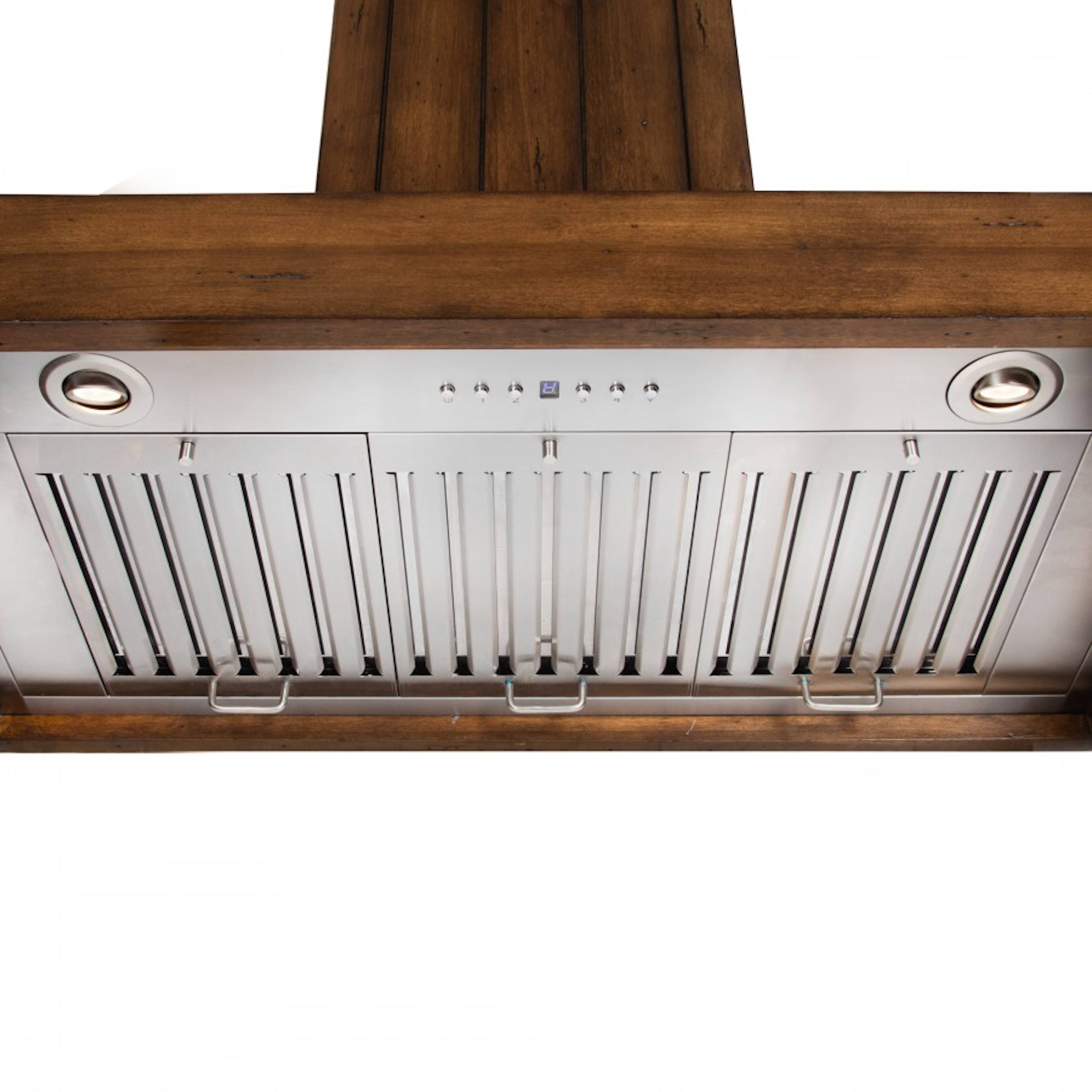Alt View 3. ZLINE - 30" Wooden Convertible Vent Wall Mount Range Hood - Brown.