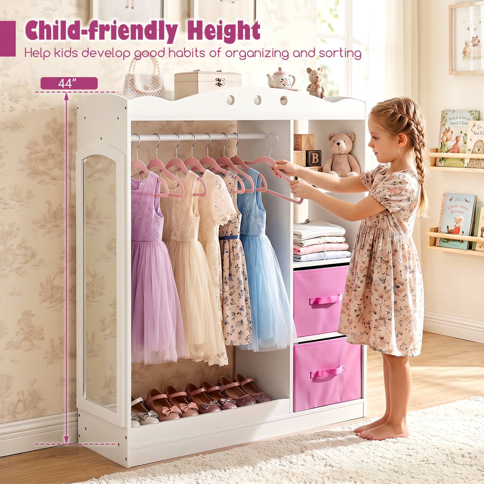 Child-friendly Height  
Help kids develop good habits of organizing and sorting  
44"