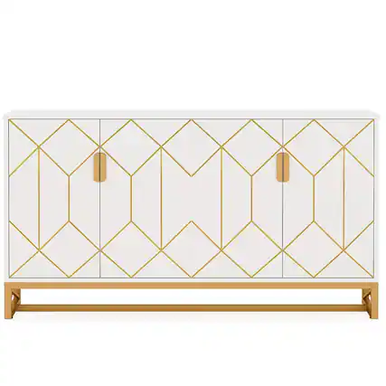 Front. Kadyn - Kadyn Sideboard Buffet Cabinet,Kitchen Storage Cabinet,59" Modern Kitchen Storage Cabinet with Doors,White - White.