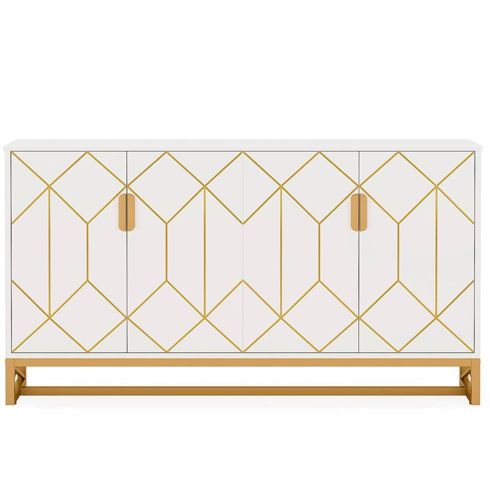 Front. Kadyn - Kadyn Sideboard Buffet Cabinet,Kitchen Storage Cabinet,59" Modern Kitchen Storage Cabinet with Doors,White - White.