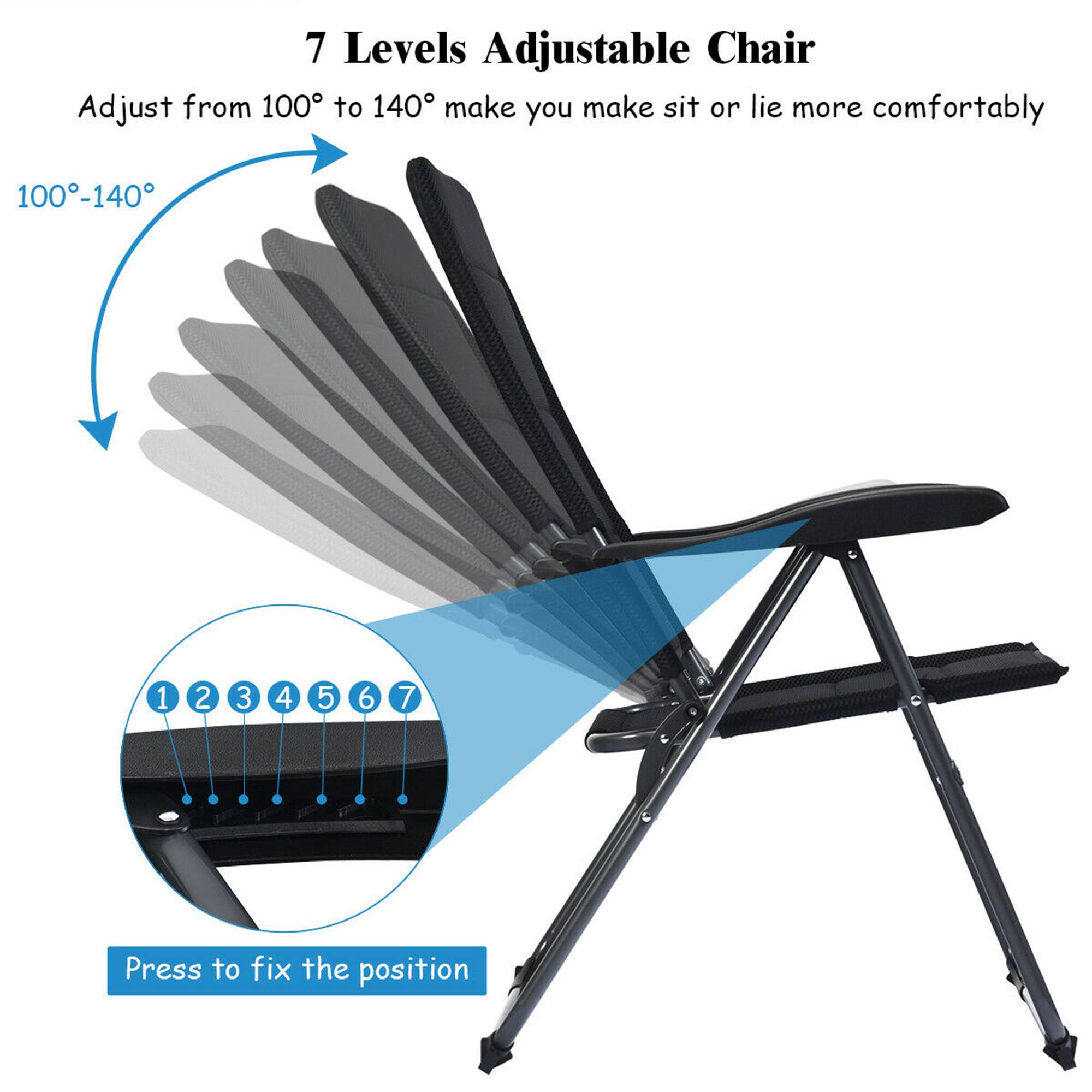 7 Levels Adjustable Chair

Adjust from 100° to 140° make you sit or lie more comfortably

100°-140°

1 2 3 4 5 6 7

Press to fix the position