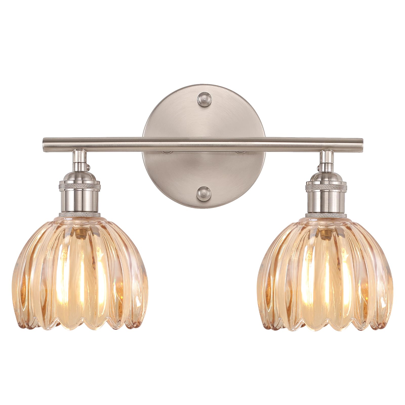 2 Heads-Nickel Base-Tulip Light Amber-Hardwired