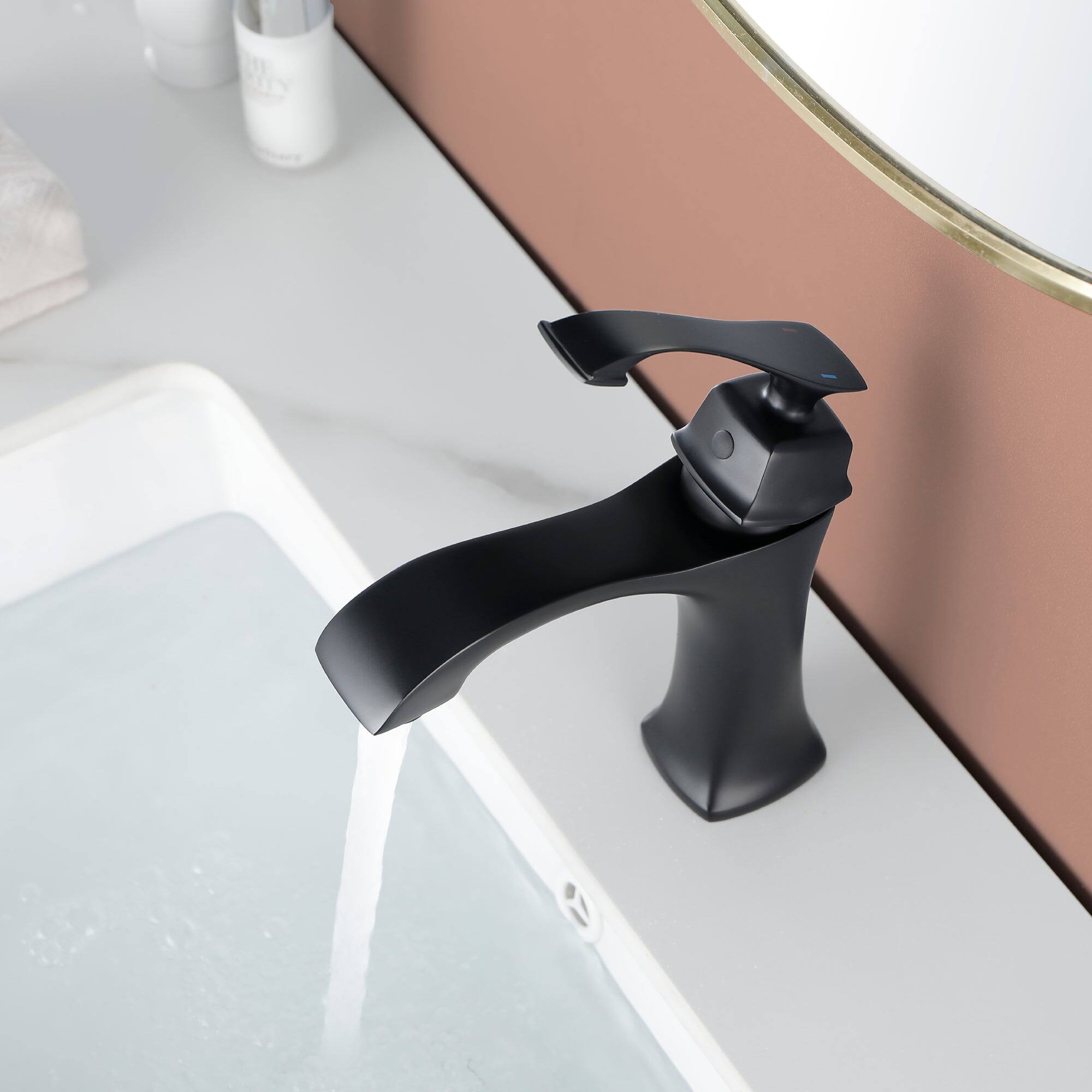Alt View 9. Boyel Living - 1.2 GPM Single Handle Single Hole Bathroom Faucet with Water Supply Hose and Mounting Hardware in Matte Black - Matte Black.