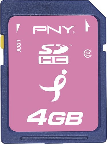 Front Standard. PNY - Susan G. Komen 4GB Secure Digital High Capacity (SDHC) Class 2 Memory Card - Pink.