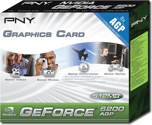 Angle Standard. PNY - NVIDIA GeForce 6200 512MB DDR2 AGP Graphics Card.