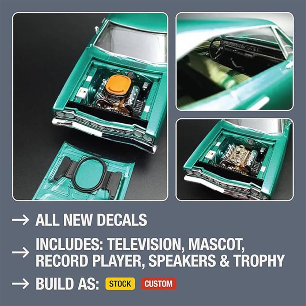 ALL NEW DECALS  
INCLUDES: TELEVISION, MASCOT, RECORD PLAYER, SPEAKERS & TROPHY  
BUILD AS: STOCK CUSTOM