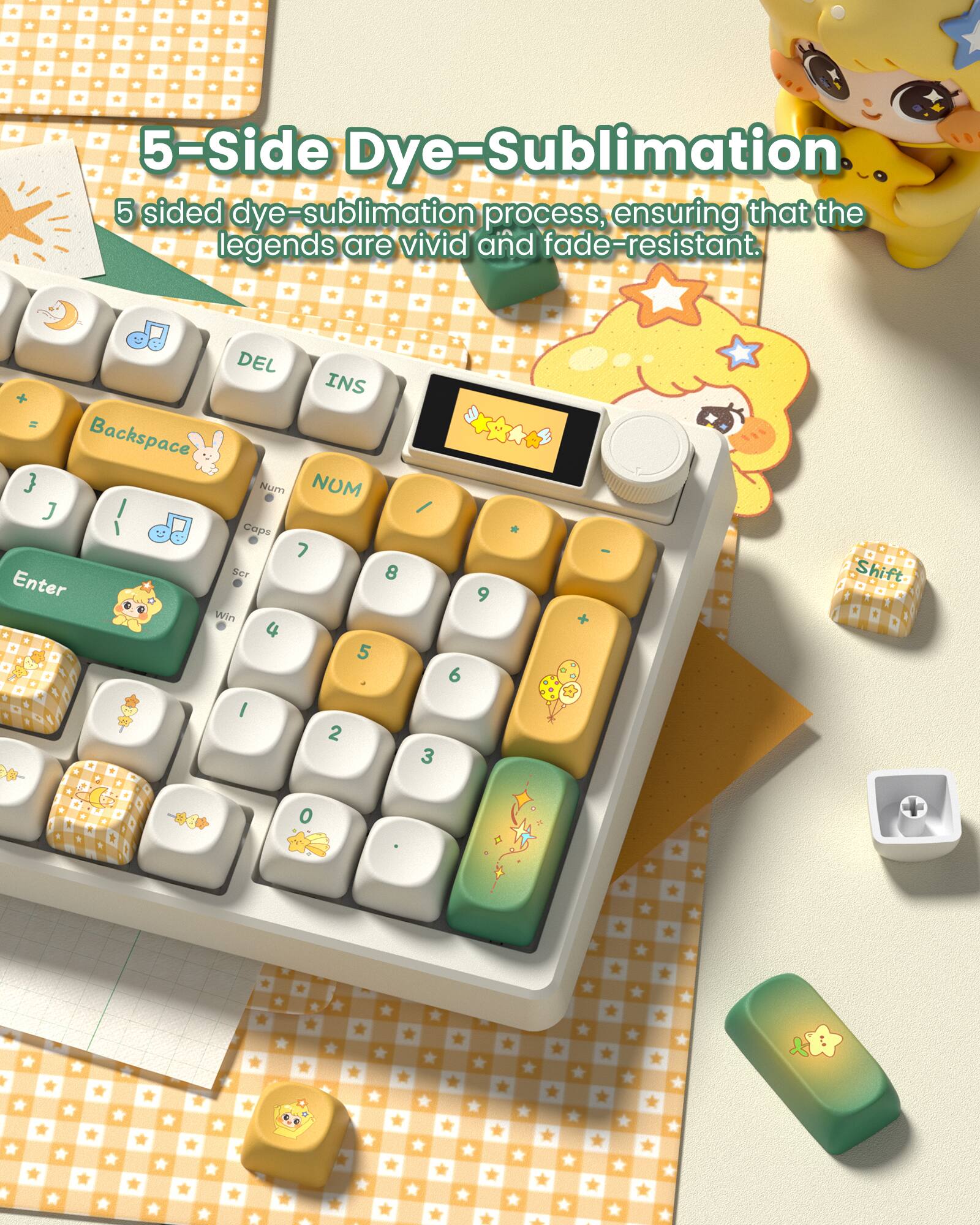 Womier PBT Keycap Set, MOA Profile Dye Sub Custom Keyboard Keycap for ...